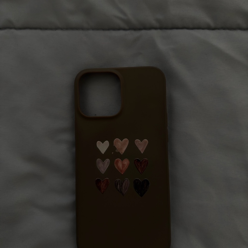Brown Heart Pattern Silicone Phone Case - For iPhone 13 Pro Max